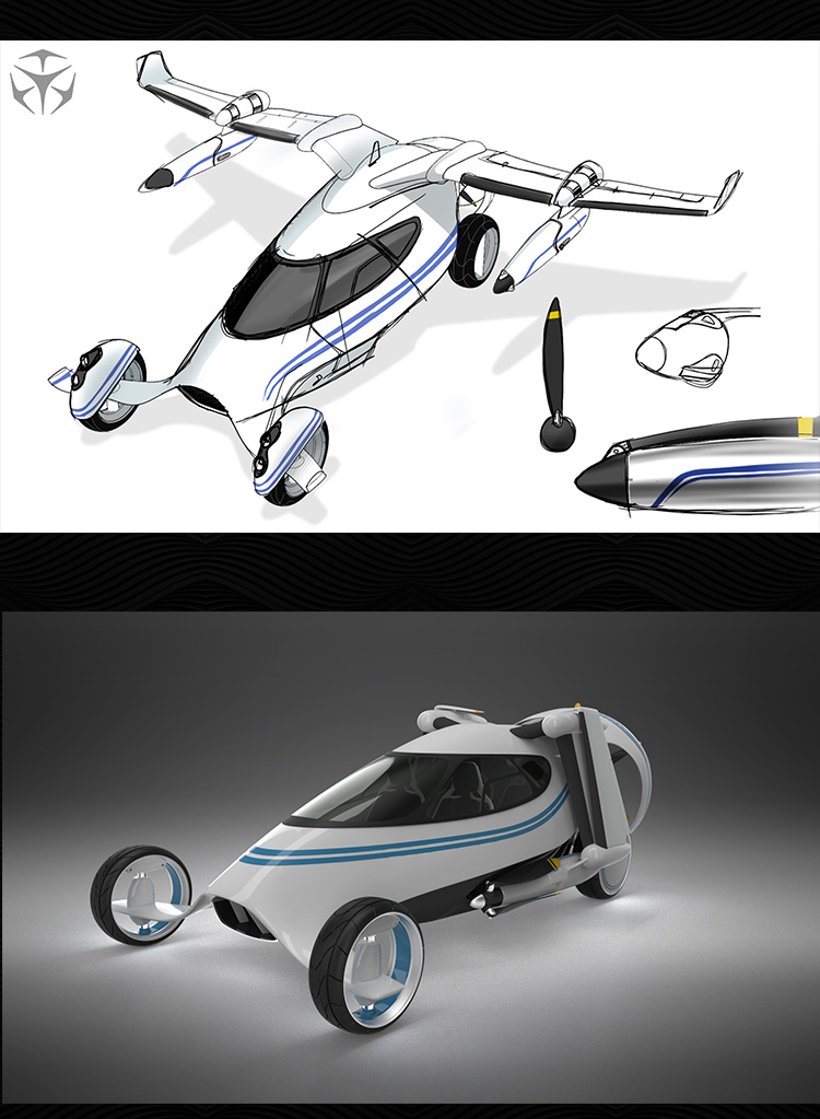 陆空飞行器概念车“犀牛” 3D建模、设计流程与模型库开发